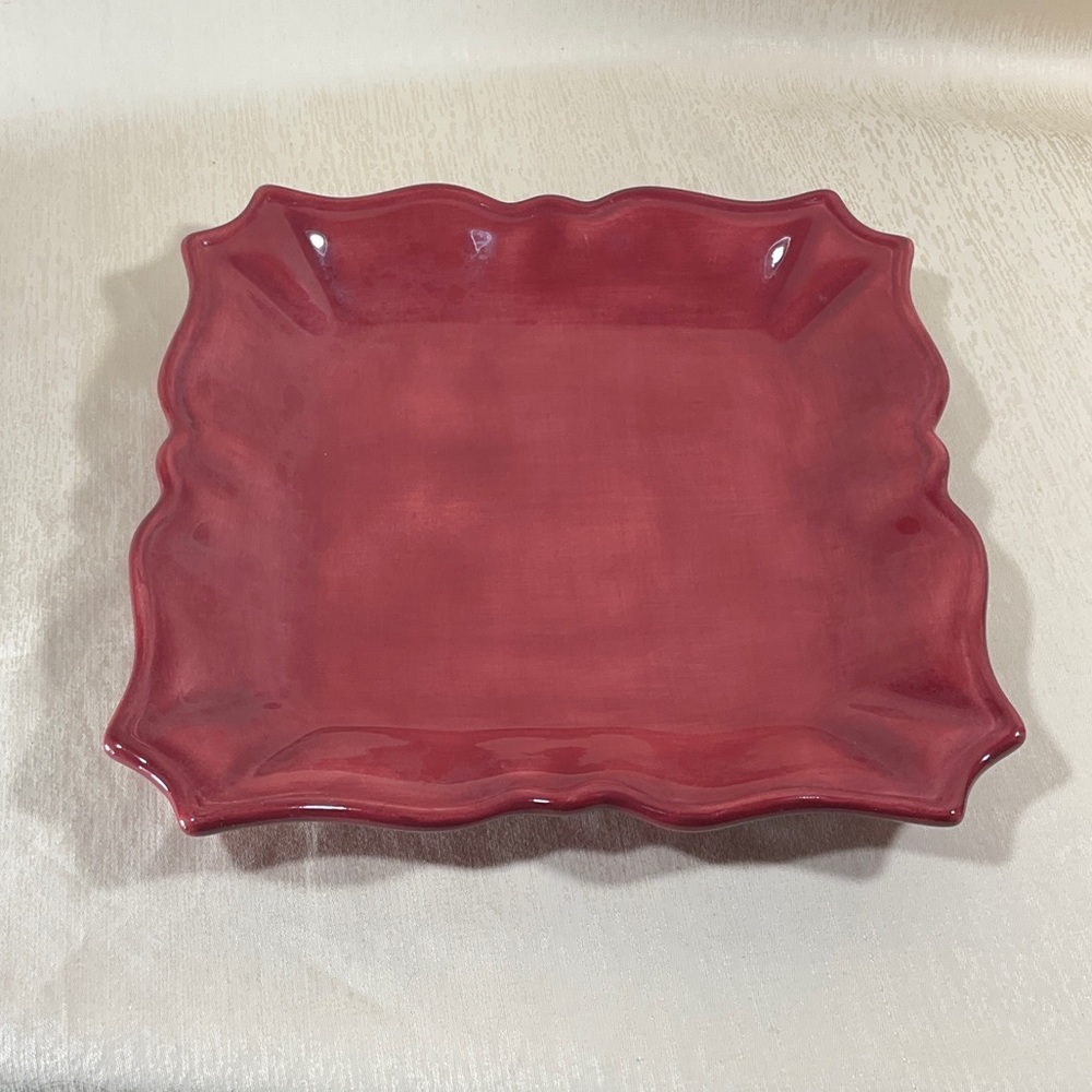Tabletops Unlimited Rue de Paris Maroon/Red Square 11” Dinner Plate